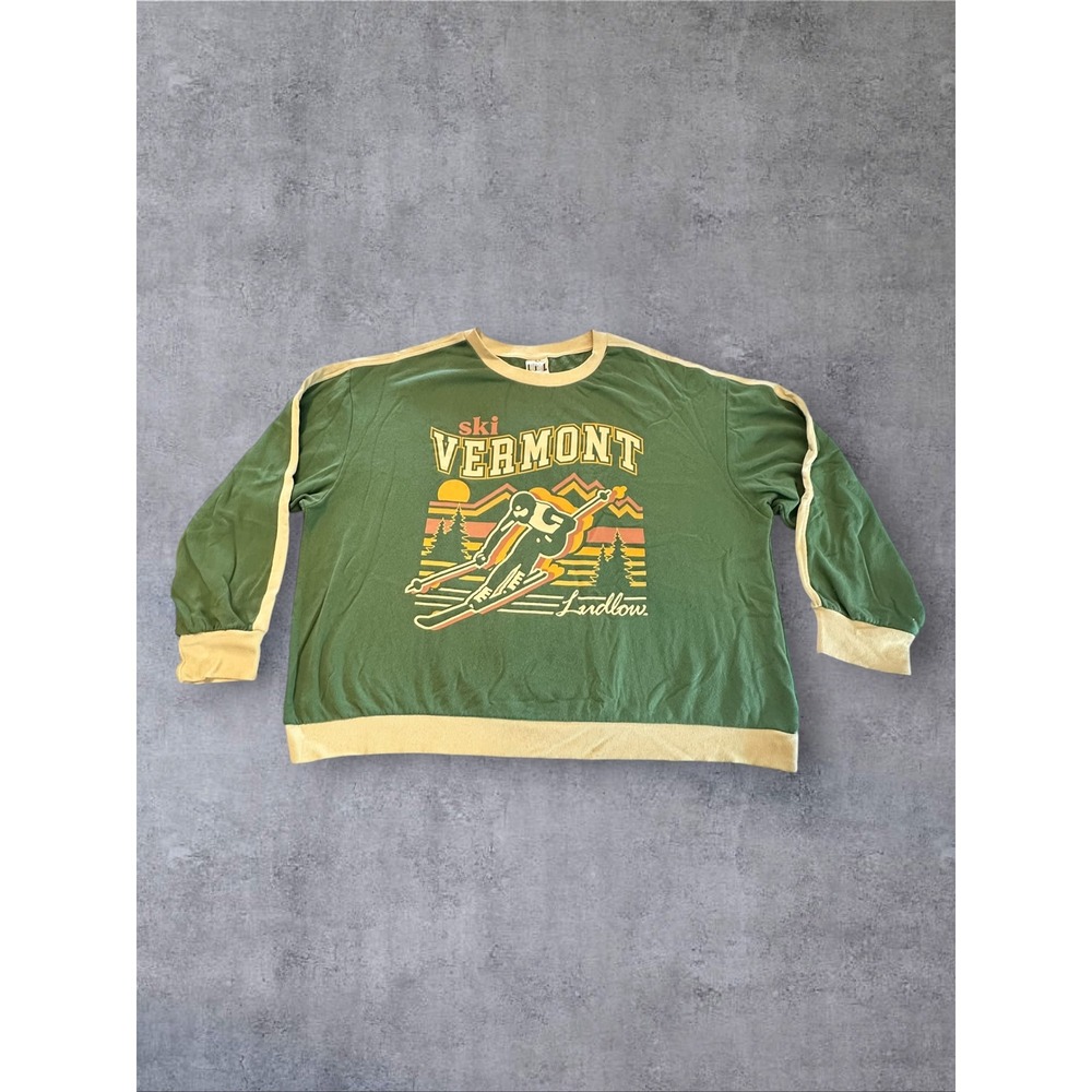 Isaac‎ Morris Ski Vermont Sweatshirt 2X Green Retro Ludlow Graphic